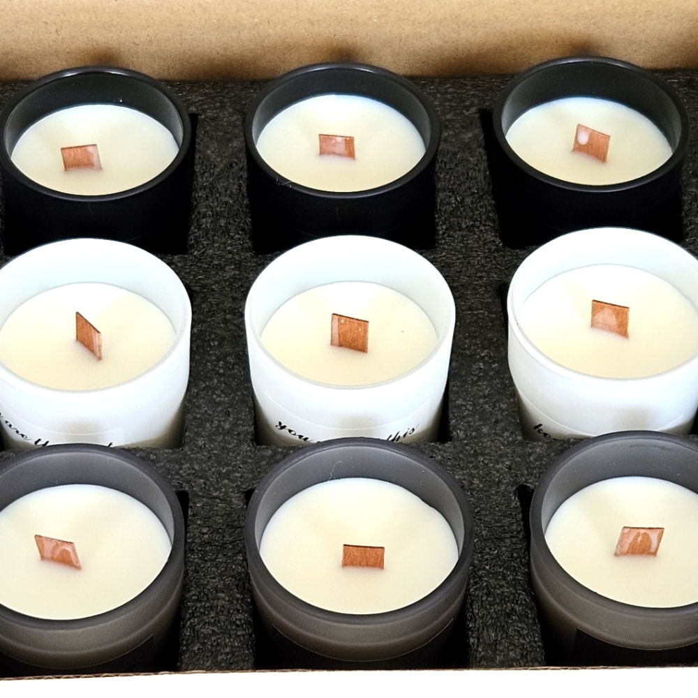MT. LEE Know Your Worth 9 Piece Scented Mini Candle Set Gift Meditation Spa